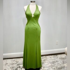 Niki Lavis Vibrant Green Backless Dress